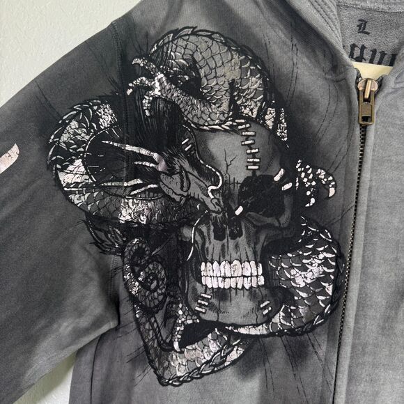 Konquest Closet Jacket Mens Large Skull Dragon Studded Y2K Grunge Streetwear NEW - Picture 7 of 16